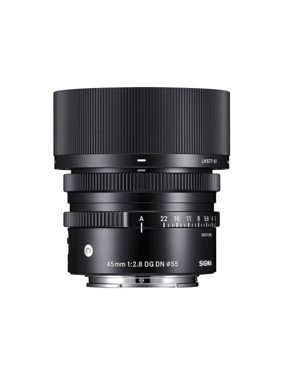 Presse_Produktabbildung_mitGegenlichtblende_45mm_F28_DG_DN_Contemporary